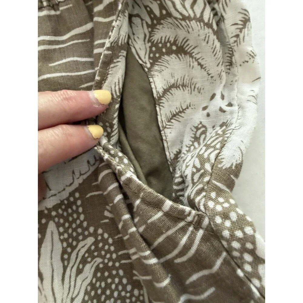 Desmond & Dempsey Women's Linen Palm Tree Pants 6 H&M Tropical Print Beach Vacay